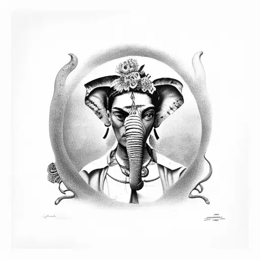 Frida Kahlo In Salvador Dali Elephant