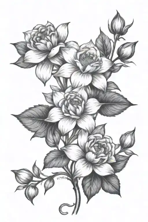 Intertwined Birth Flowers With Stems For April And September Months