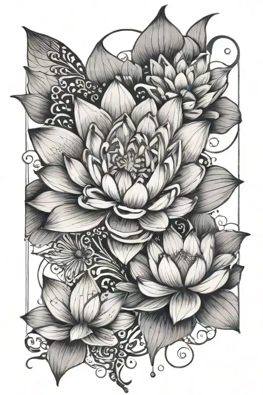 Lotus Flower Back Piece With Petals Falling In A V Pattern Down The Lower Back