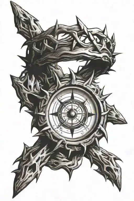 Crown Of Thorns With Compass