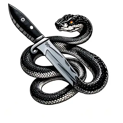 Snake Wrapped Around A Knife