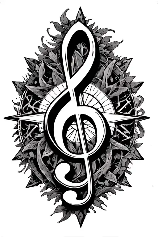 G Clef With A Compass Rose