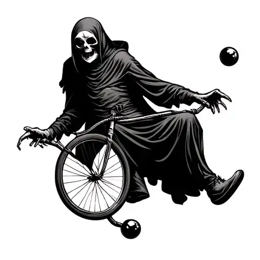 Grim Reaper Riding A Unicycle Juggling
