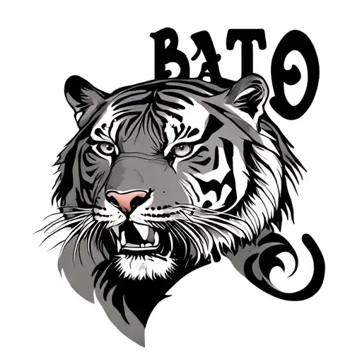 Tiger With Its Stripes Spelling Bato On Tigers Back