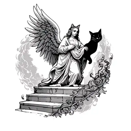 Angel With Cat Stair Way To Heaven