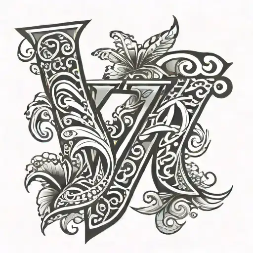 Letters Hi With Hawaiian Tribal