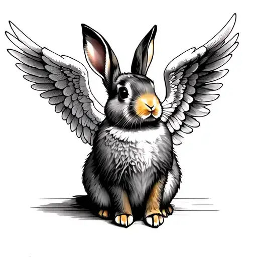 Rabbit With Angel Wings Spread