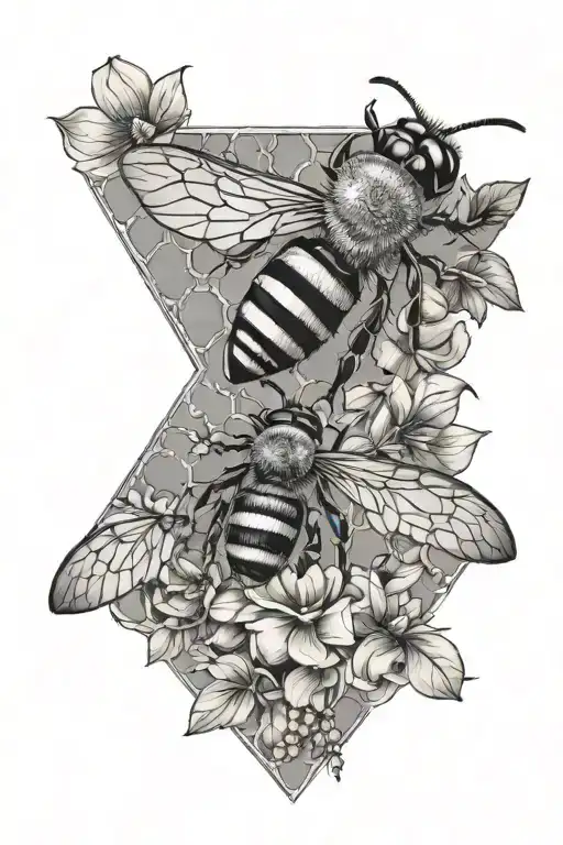 Floral Bees Honeycomb Sleeve