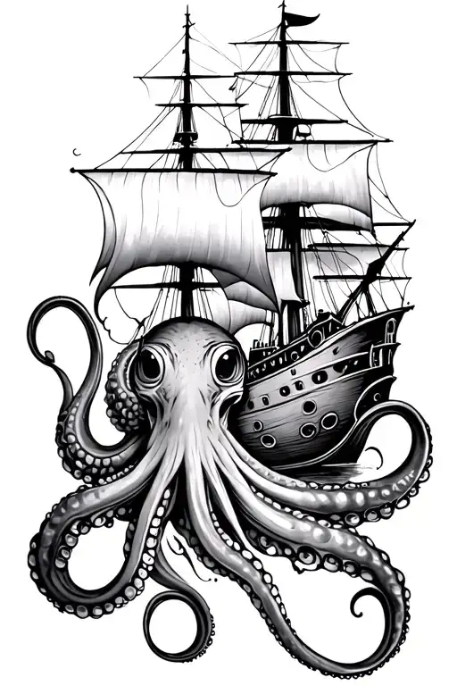 Octopus And Ship