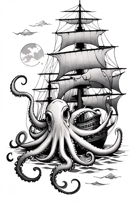 Octopus And Ship