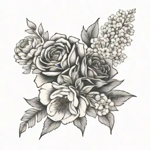 Jan June Aug Birth Flower Bouquet