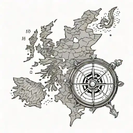 Scotland Map And Compass Surrounded