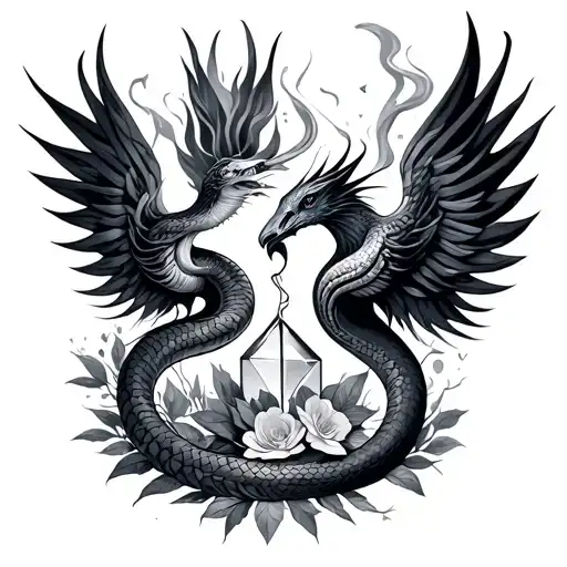 Smokey Snakes With Floral And Pheonix Rising And Broken Glass