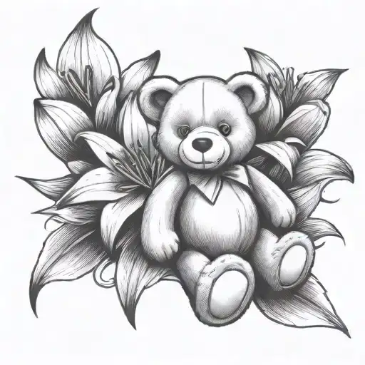 Lily Flower And Teddy Bear