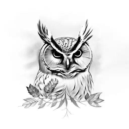 Realistic Owl In Tree With Leaves