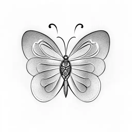 Half A Simple Detailed Butterfly With The Numbers 444 On The Side Opposite The Wing