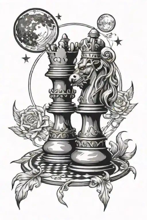 King Chess Piece With The Moon Surrounded