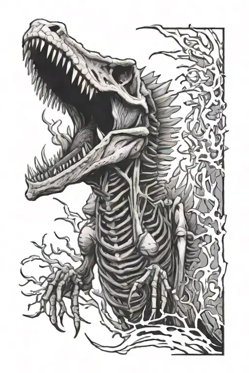 Spinosaurus Skeleton Roaring