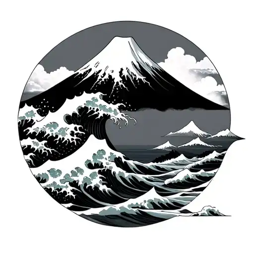 Kanagawa Wave Mount Fuji Background