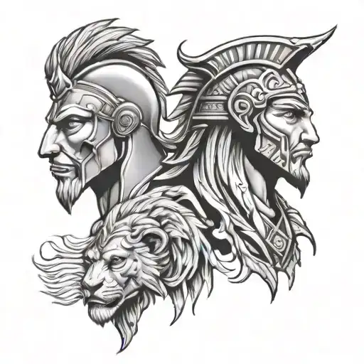 Spartan And Lion Head