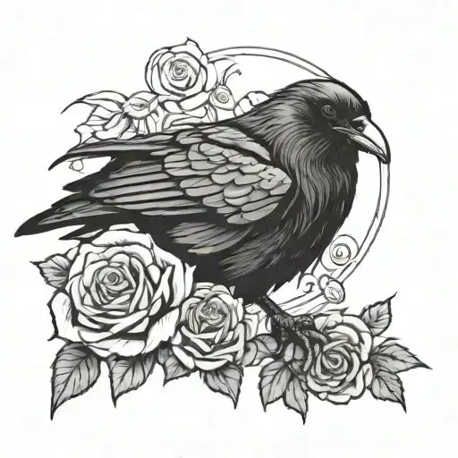 A Raven With Roses On His Arm Dark Side
