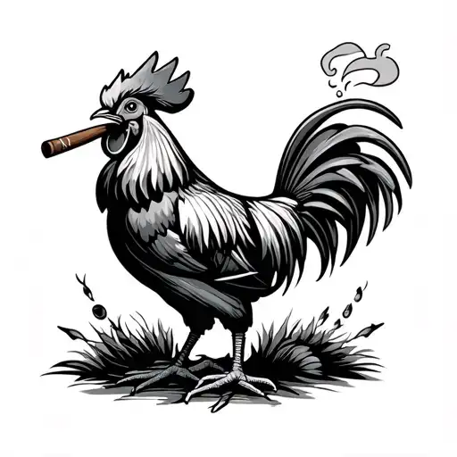 Rooster Playing Conga Smoking Cigar