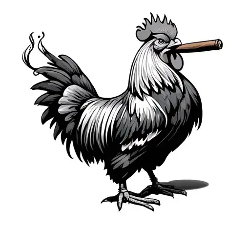 Rooster Playing The Conga Smoking Cigar