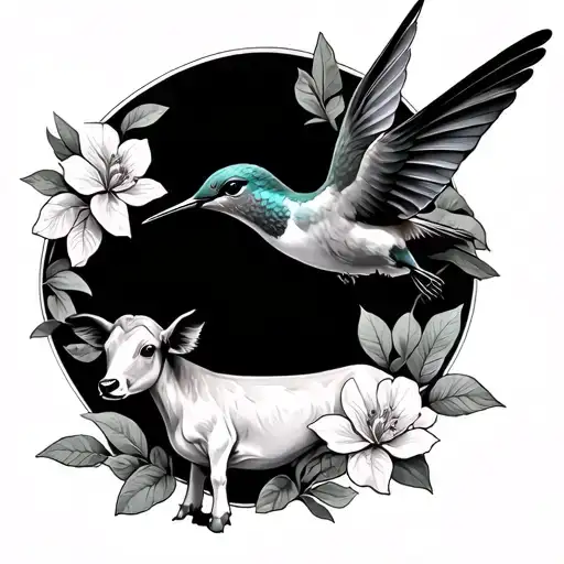 Humming Bird And Calf