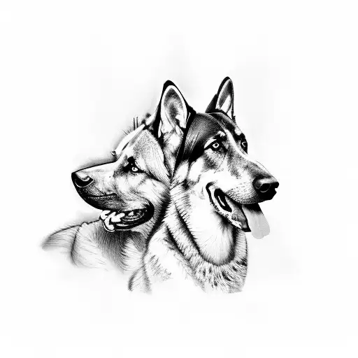 Horse With A German Shepherd