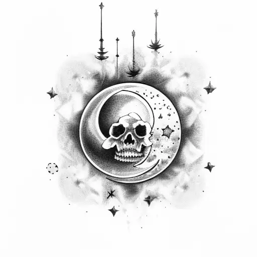 Moon And Stars In Ghotic Style