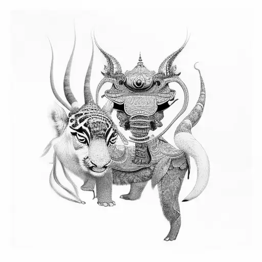 Thai Temple And Animal In The Jungle