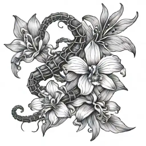 Scorpion And Orchid Flower