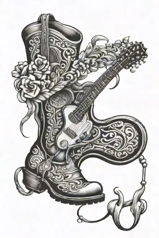 Guitar With Cowboy Boots
