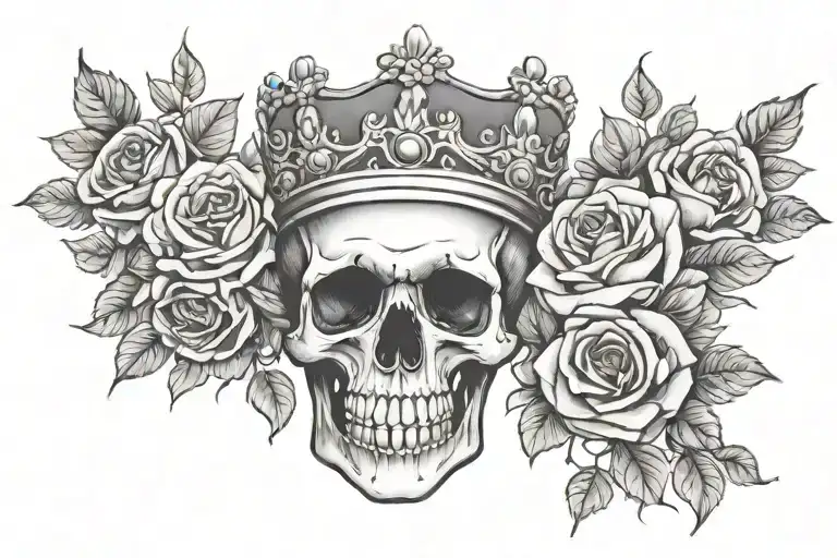 Crowned Skull Surrounded By Roses