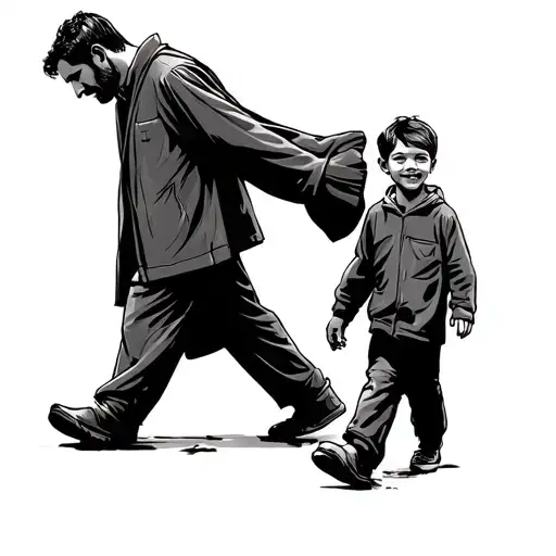Father Walking With His Son