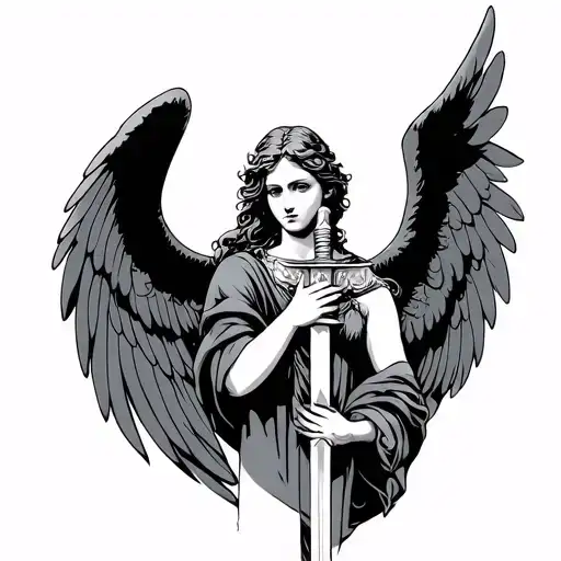 Angel Holding A Sword Whispering
