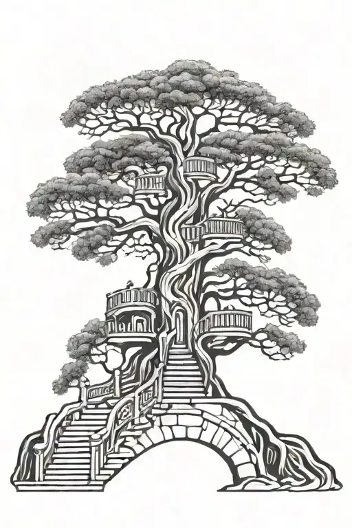 Tree Of Life With Stairs Around Trunk