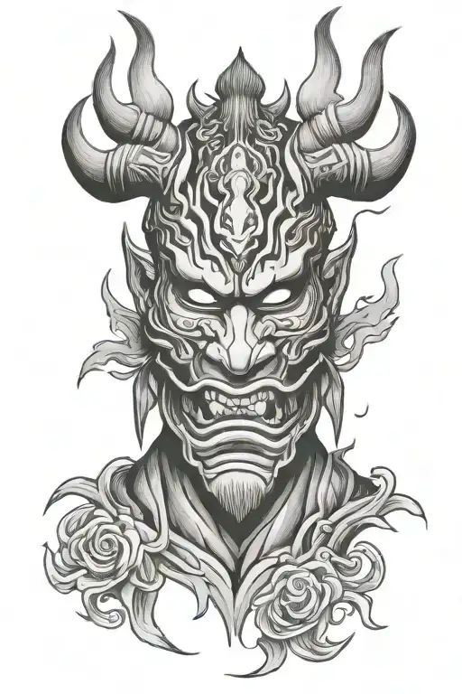 Oni Warrior Mask Surrounded