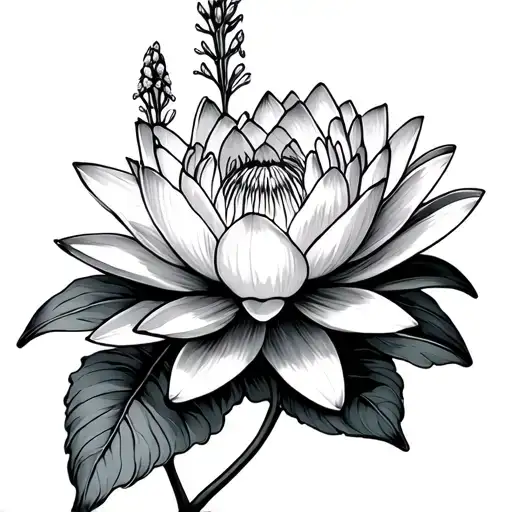 Water Lily And Larkspur