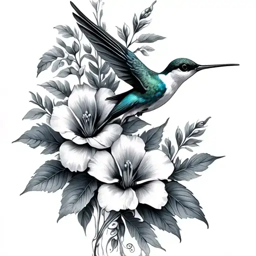 Flowers And Hummingbird Surrounded