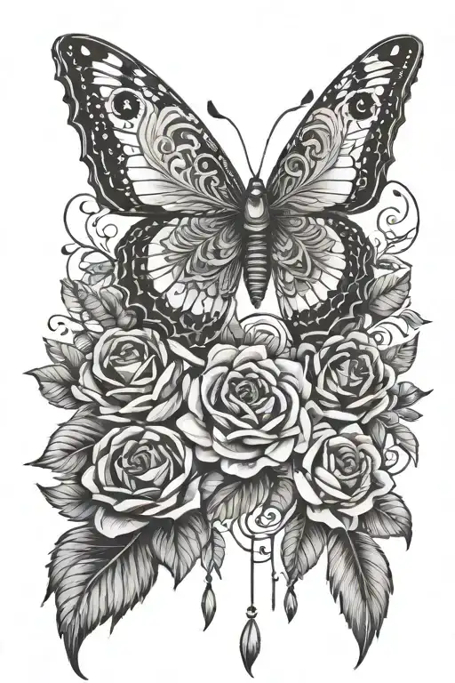 Mandala Dream Catcher Arabesque Butterfly And Roses Lotus Flower