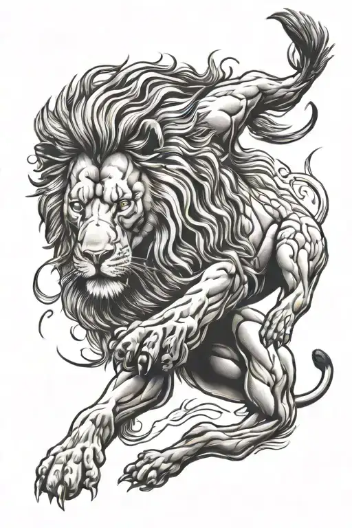 Lion Jumping In The Air