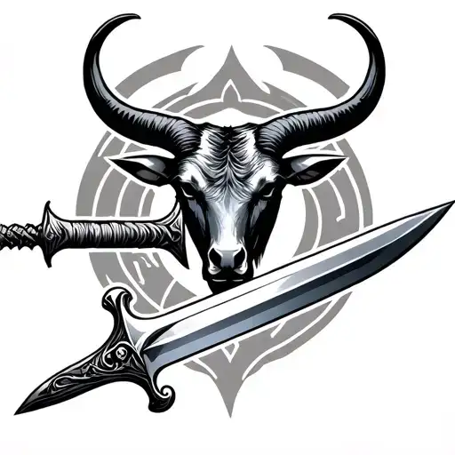 Taurus Sign And Sword Going