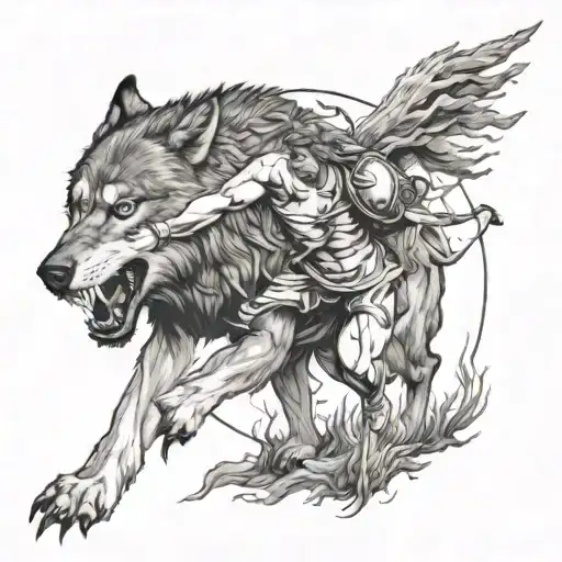 Atlas Carrying The World Wolves Attacking In Forest