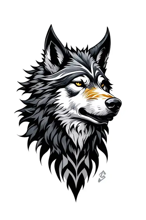 Norse And Wolf Head