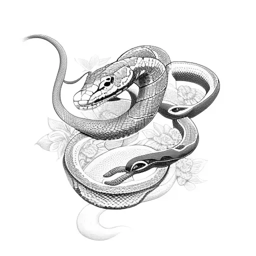 Snake With January Month Flowers