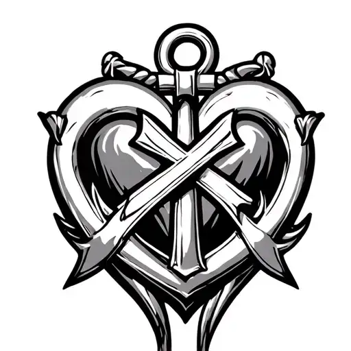 Heart Anchor N A Cross Intertwined
