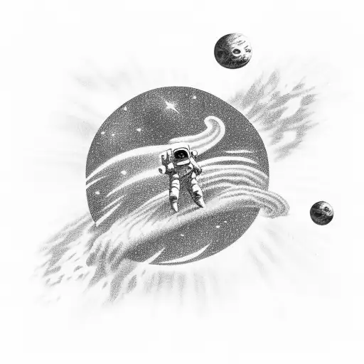 Astronaut Falling Through Milky Way Galaxy