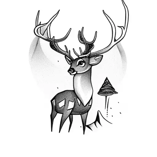 Campfire With Deer Coming Out If It