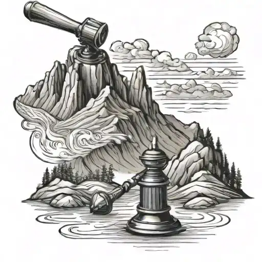 A Detailed Landscape Of A Mountain Range With A Hidden Legal Gavel